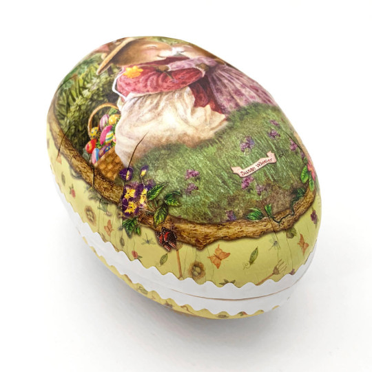 6" Light Yellow Holly Pond Hill Bunny Garden Easter Egg Container ~ Germany